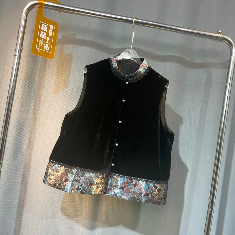 Chinese Style Velvet Waistcoat Women Stand Collar Patchwork Vest Autumn Winter New Sleeveless Coat Retro Ropa de estilo chino
Chinese Style Velvet Waistcoat Women Stand Collar Patchwork Vest Autumn Winter New Sleeveless Coat Retro Ropa de estilo chino