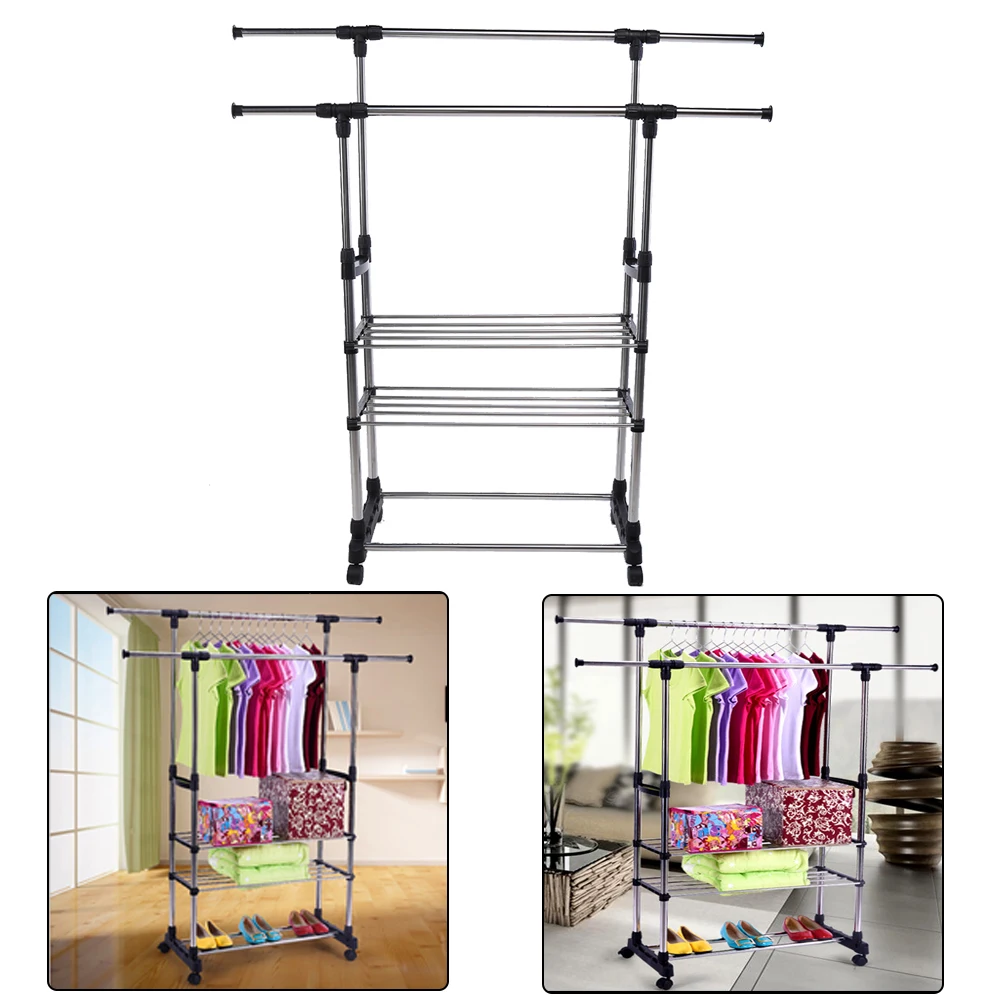 Double Garment Rack Clothes Adjustable Portable Hanging Rail By Home Discou-151009
Double Garment Rack Clothes Adjustable Portable Hanging Rail By Home Discou-151009