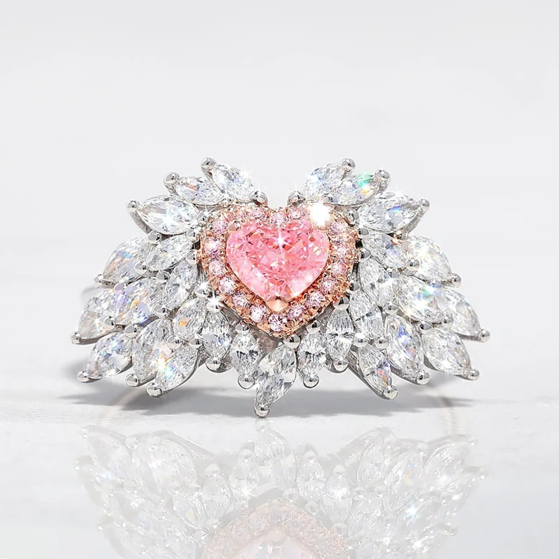 2023 New Love Shaped Pink Diamond Ring Fingers Set with Imitation Natural Argyle Pink Diamond Jewelry Luxury Bridal Wedding Ring
2023 New Love Shaped Pink Diamond Ring Fingers Set with Imitation Natural Argyle Pink Diamond Jewelry Luxury Bridal Wedding Ring