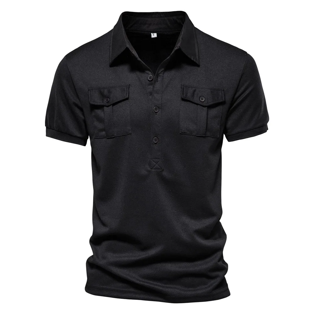Мужская рубашка-поло с коротким рукавом Новинка весна-лето 2022 Стильная однотонная футболка-поло для мужчин 
Мужская рубашка-поло с коротким рукавом Новинка весна-лето 2022 Стильная однотонная футболка-поло для мужчин
