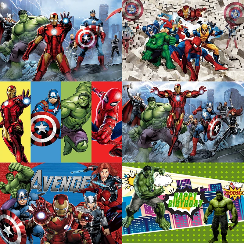 

Superhero Avenger Backdrop Hulk Boy Happy Birthday Party Kids 1st Photograph Background Photo Banner Decoration Studio Prop