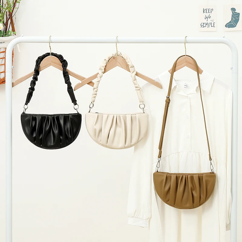

Crescent Crossbody Bag for Women Designer Hobo Shoulder Handbag with 2 Straps Half Moon Bag