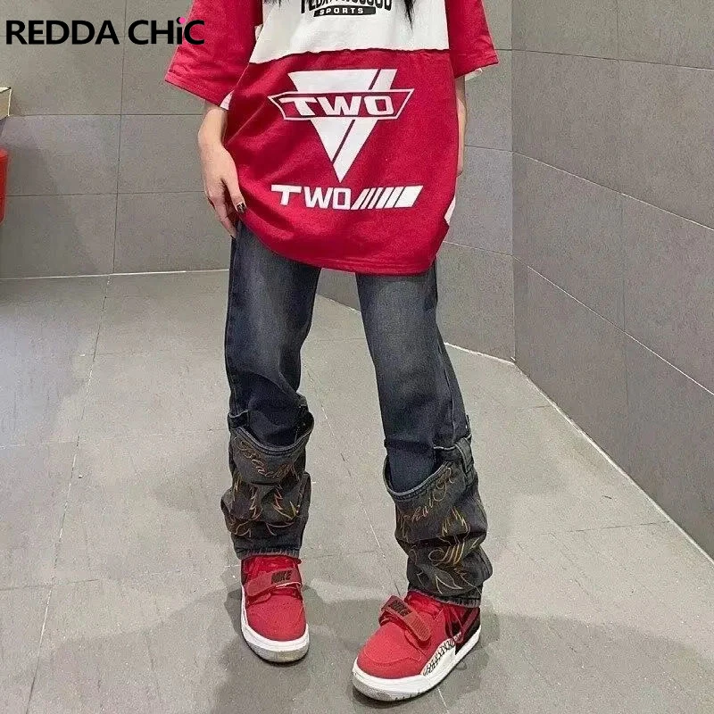 Couple Graphic Jeans Baggy Embroidered Detachable Pants Calf Sleeves Splice Straight Loose Trousers Men Women Hip Hop Streetwear
Couple Graphic Jeans Baggy Embroidered Detachable Pants Calf Sleeves Splice Straight Loose Trousers Men Women Hip Hop Streetwear