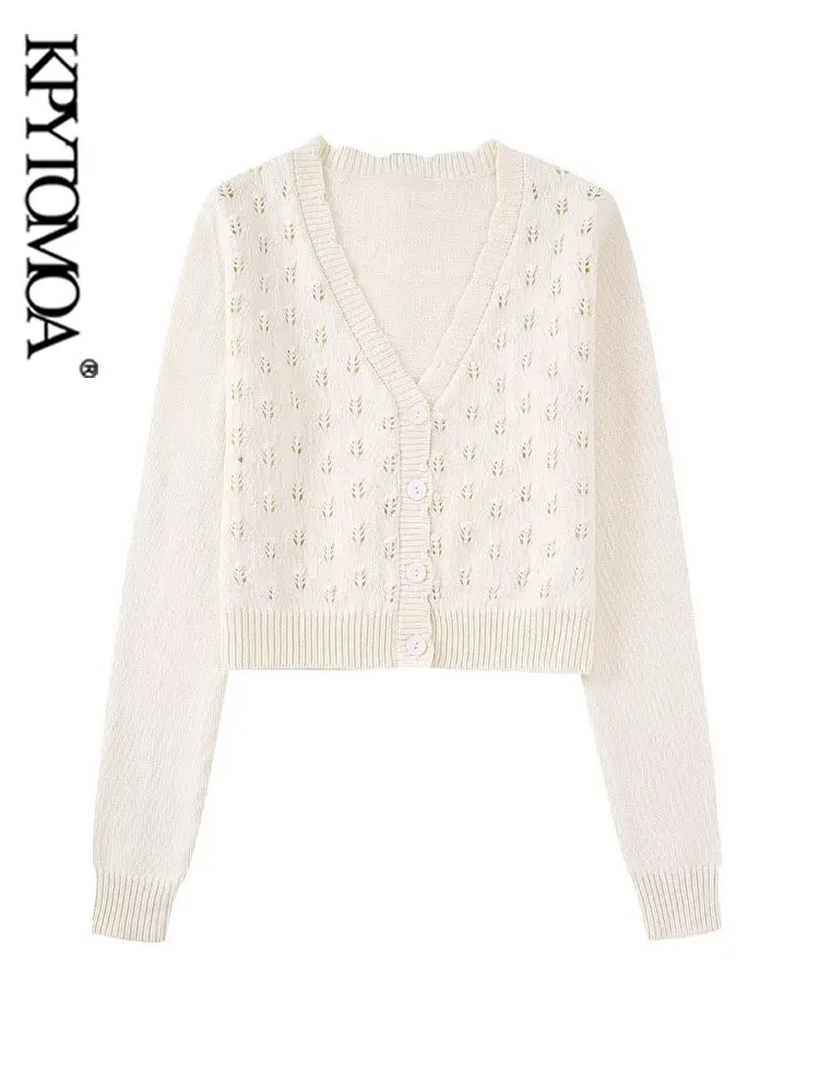 KPYTOMOA Women Fashion Cropped Pointelle Knit Cardigan Sweater Vintage Long Sleeve Front Buttons Female Outerwear Chic Tops
KPYTOMOA Women Fashion Cropped Pointelle Knit Cardigan Sweater Vintage Long Sleeve Front Buttons Female Outerwear Chic Tops