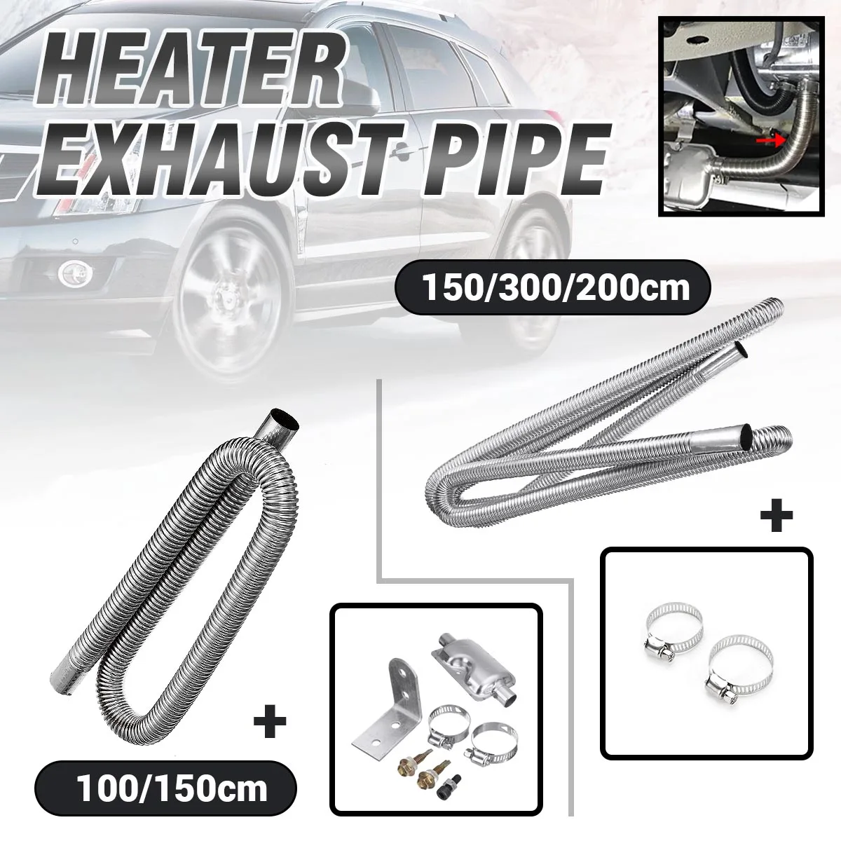 60/100/200/300cm Car Air Parking Heater Ducting Pipe Hose Tube Exhaust Muffler Silencer For Diesel Heater For Webasto
60/100/200/300cm Car Air Parking Heater Ducting Pipe Hose Tube Exhaust Muffler Silencer For Diesel Heater For Webasto