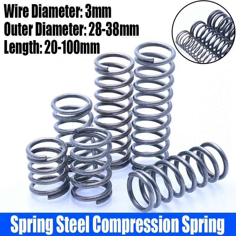 2PCS 3mm Wire Diameter Spring Steel Compression Spring Pressure Release Return Spring 28-38mm Outside Diameter L=20-100mm
2PCS 3mm Wire Diameter Spring Steel Compression Spring Pressure Release Return Spring 28-38mm Outside Diameter L=20-100mm