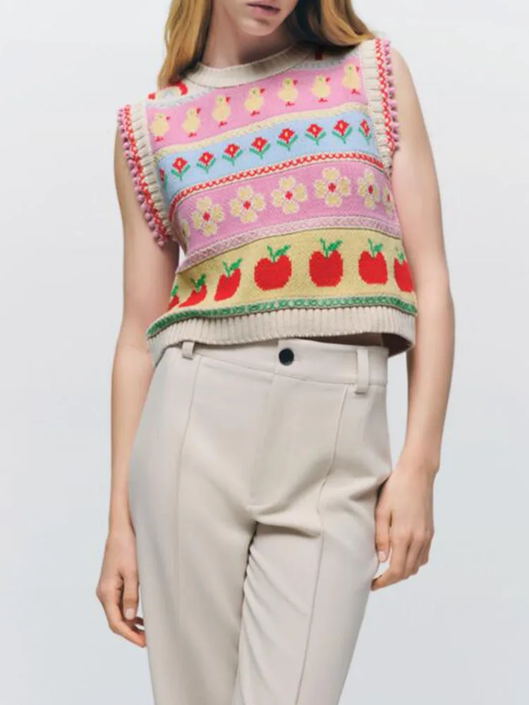 Spring New Women's Sweet Crew Neck Sleeveless Slim Fit Ribbed Layered Colorful Knit Cropped Tank Top Jacquard
Spring New Women's Sweet Crew Neck Sleeveless Slim Fit Ribbed Layered Colorful Knit Cropped Tank Top Jacquard
