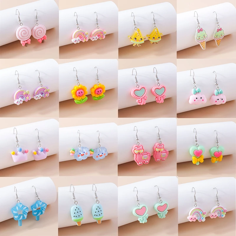 

Fashion Flower Drop Earrings for Women Colorful Rainbow Clouds Love Heart Dangle Hooks Earrings Girls Party Holiday Jewerly Gift
