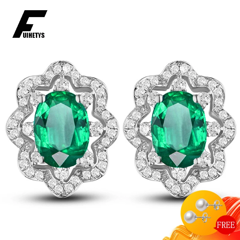 Fashion Women Earrings 925 Silver Jewelry Oval Emerald Zircon Gemstone Stud Earring for Wedding Engagement Party Gifts Wholesale
Fashion Women Earrings 925 Silver Jewelry Oval Emerald Zircon Gemstone Stud Earring for Wedding Engagement Party Gifts Wholesale