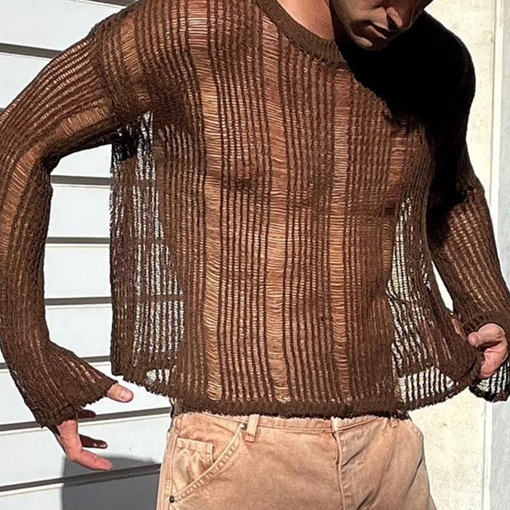Men Sexy See-Through Cutout Knitted Long Sleeve Shirts Casual Tops Club Party Sportswear Breathable Bodybuilding Sleeveless Tees
Men Sexy See-Through Cutout Knitted Long Sleeve Shirts Casual Tops Club Party Sportswear Breathable Bodybuilding Sleeveless Tees