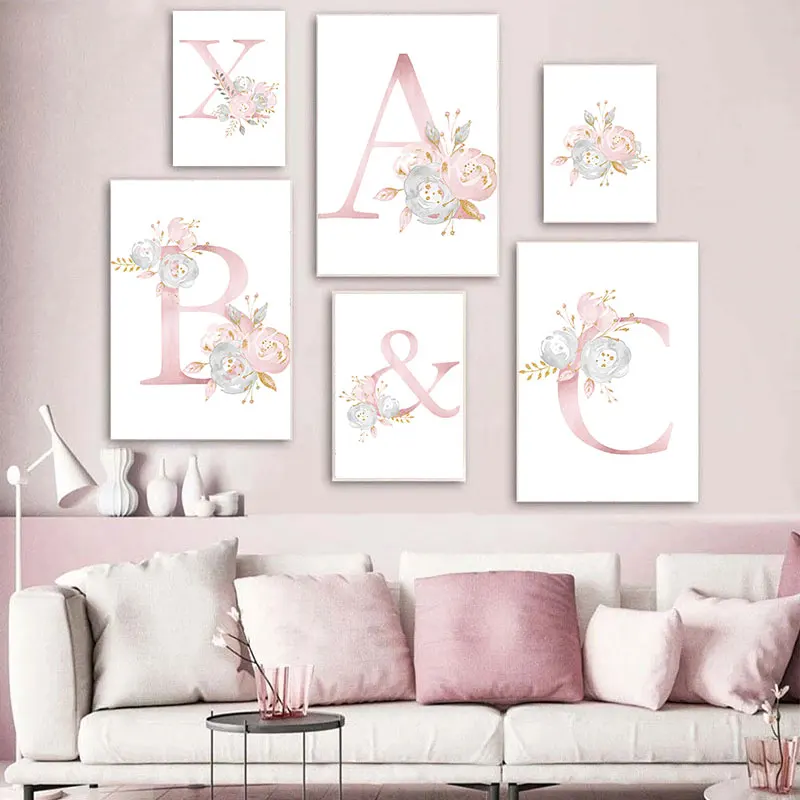 Pink Flowers Alphabet Poster And Prints Girls Room Personalized Canvas Painting Living Room Bedroom Home Decor Wall Art Pictures 
Pink Flowers Alphabet Poster And Prints Girls Room Personalized Canvas Painting Living Room Bedroom Home Decor Wall Art Pictures
