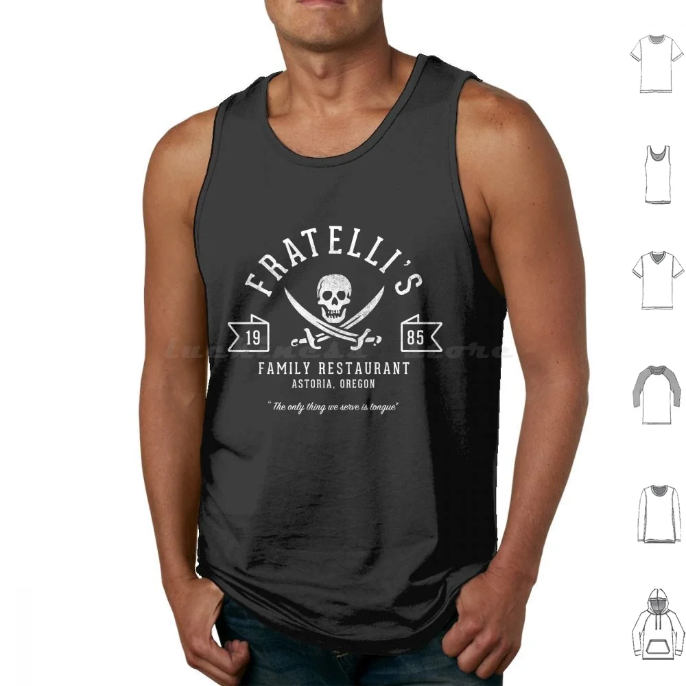 

Fratelli'S Family Restaurant Astoria , Oregon-Est. 1985 Tank Tops Vest Sleeveless Goonies Primotees 80S 80S Movies Vintage