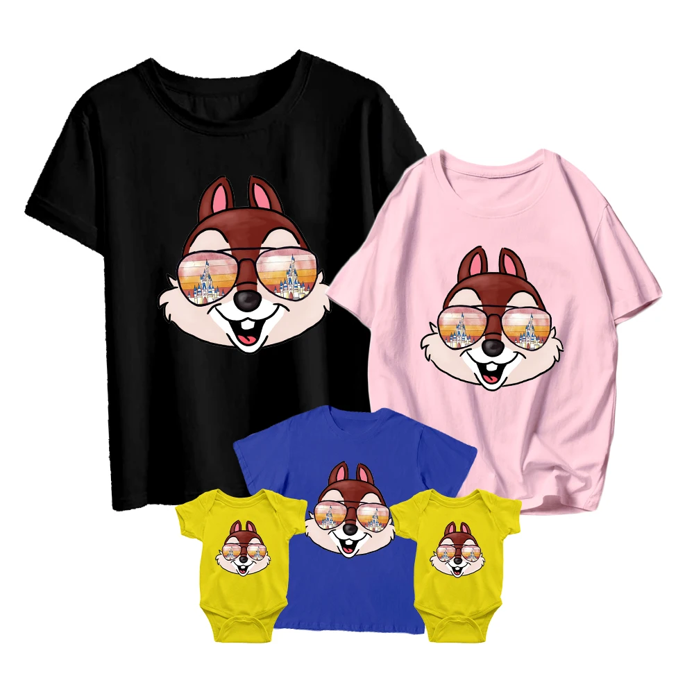 Disney Cute Chip T-Shirt New Wearing Sunglasses Series Kids Short Sleeve Baby Romper Family Matching Unisex Adult Casual
Disney Cute Chip T-Shirt New Wearing Sunglasses Series Kids Short Sleeve Baby Romper Family Matching Unisex Adult Casual