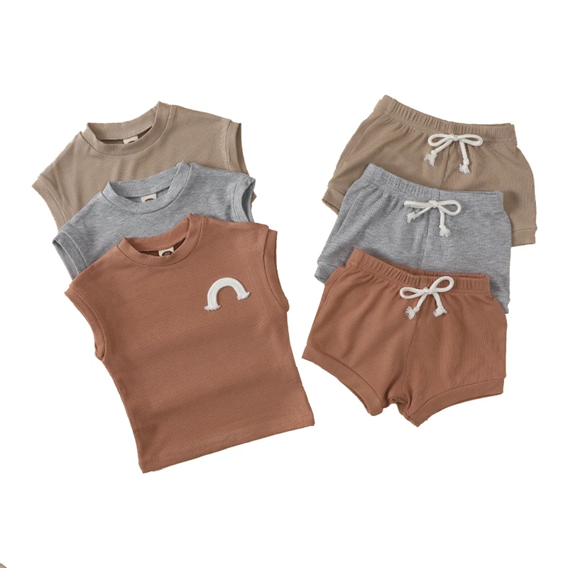 0-3 Years Baby Clothes Toddler Boy Girl Rainbow Pattern Sleeveless Round Neck Tops + Elastic Waist Shorts Summer Two-Piece Suit
0-3 Years Baby Clothes Toddler Boy Girl Rainbow Pattern Sleeveless Round Neck Tops + Elastic Waist Shorts Summer Two-Piece Suit