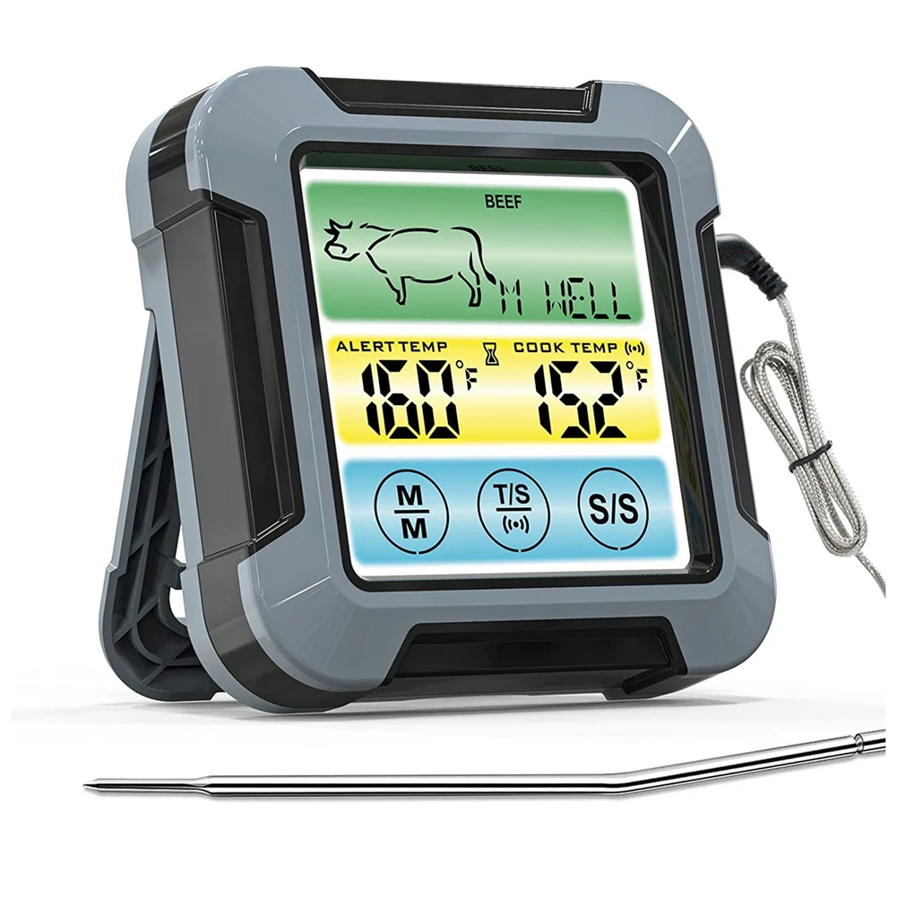 Digital Meat Thermometer for Cooking and Grilling,Touchs n BBQ Food Thermometer with Backlight and Kitchen Timer,Grey 
Digital Meat Thermometer for Cooking and Grilling,Touchs n BBQ Food Thermometer with Backlight and Kitchen Timer,Grey