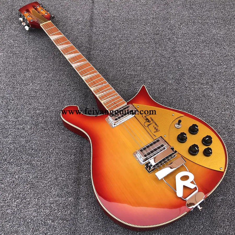 

High-quality 12-string electric guitar, Rickon 660 guitar, sunset color, neck through the body, special price.