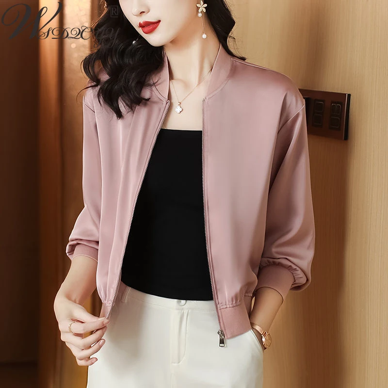 Casual Cropped Coat Women Solid Colors Satin Thin Spring Summer Jacket Korean Fashion Basic Ourwear Plus Size
Casual Cropped Coat Women Solid Colors Satin Thin Spring Summer Jacket Korean Fashion Basic Ourwear Plus Size