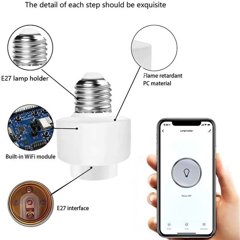 5 Pack Tuya Smart Life Wifi Smart Light Bulb Socket Adapter E27 Switch Lamp Base Holder for Amazon Alexa Google Home
5 Pack Tuya Smart Life Wifi Smart Light Bulb Socket Adapter E27 Switch Lamp Base Holder for Amazon Alexa Google Home