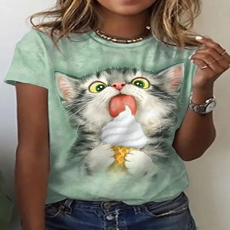 Cat 3D animal print T-shirt, fashion Loose outdoor T-shirt, women's round neck short sleeve T-shirt, summer novelty, breathable T-shirt
Cat 3D animal print T-shirt, fashion Loose outdoor T-shirt, women's round neck short sleeve T-shirt, summer novelty, breathable T-shirt