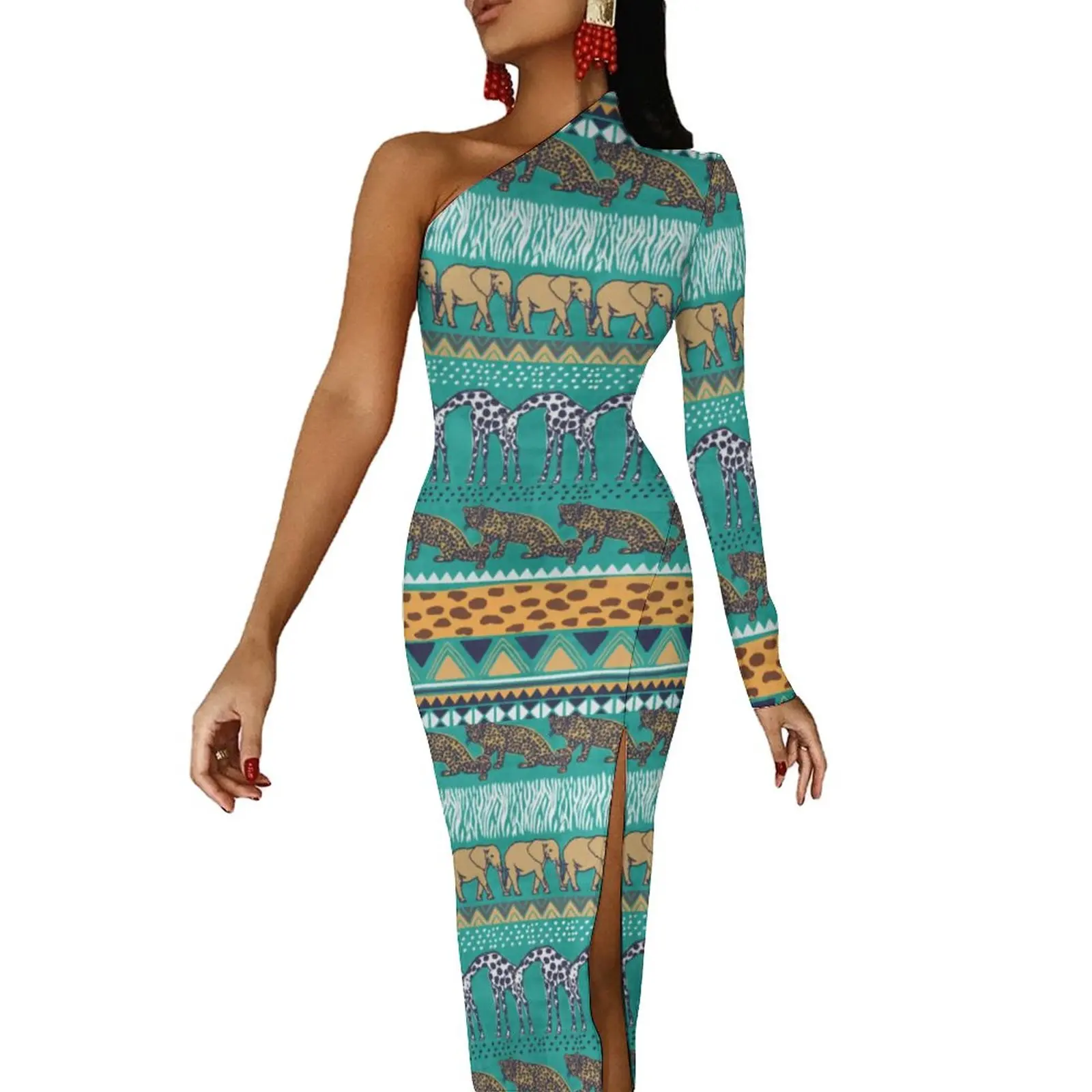 Cheetah Vintage Maxi Dress One Shoulder Animal Print Club Bodycon Dress Spring Side Split Aesthetic Long Dresses Female Vestido
Cheetah Vintage Maxi Dress One Shoulder Animal Print Club Bodycon Dress Spring Side Split Aesthetic Long Dresses Female Vestido