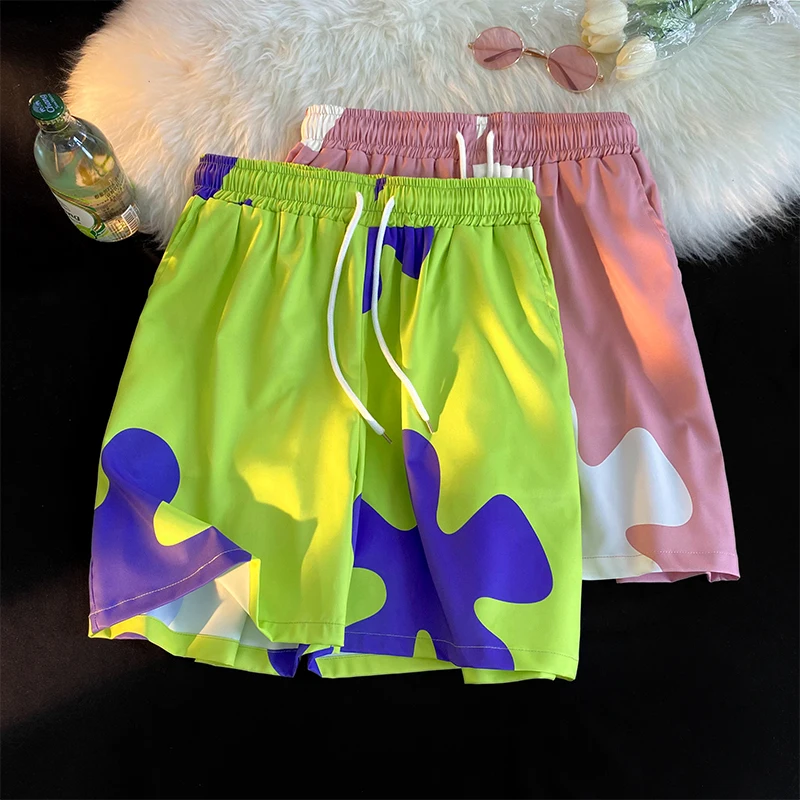 Paidaxing's same summer couple Shorts Large loose ice beach pants printed Capris
Paidaxing's same summer couple Shorts Large loose ice beach pants printed Capris