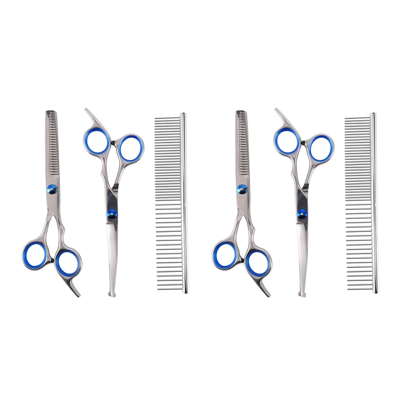 6X Dog Grooming Scissors With Safety Round Tip, Stainless Steel Up-Curved Grooming Scissors Thinning Cutting Shears
6X Dog Grooming Scissors With Safety Round Tip, Stainless Steel Up-Curved Grooming Scissors Thinning Cutting Shears