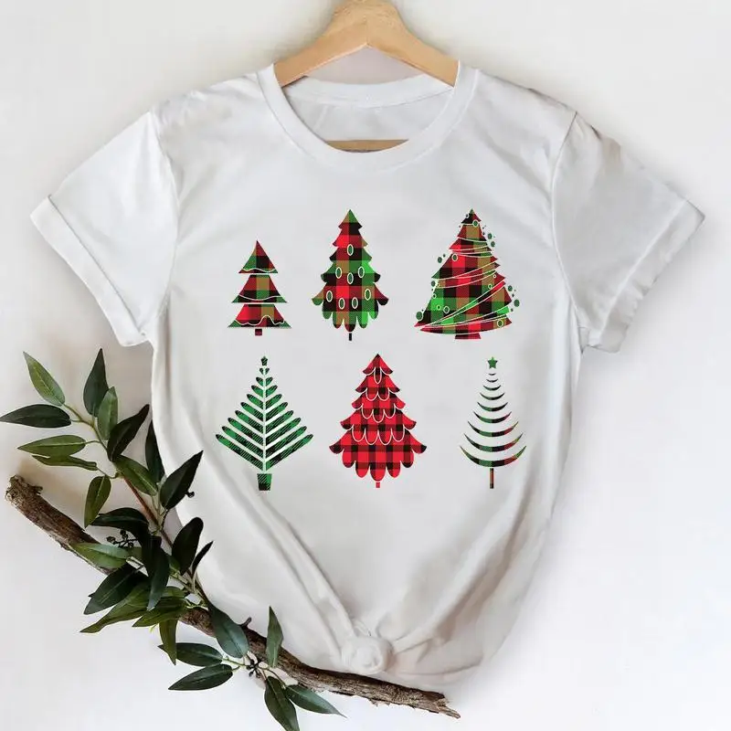 Trend Sweet Plaid Tree Women T-shirts Merry Christmas Festival Cartoon Winter Fashion Print Top Graphic Tshirt Travel Tee
Trend Sweet Plaid Tree Women T-shirts Merry Christmas Festival Cartoon Winter Fashion Print Top Graphic Tshirt Travel Tee