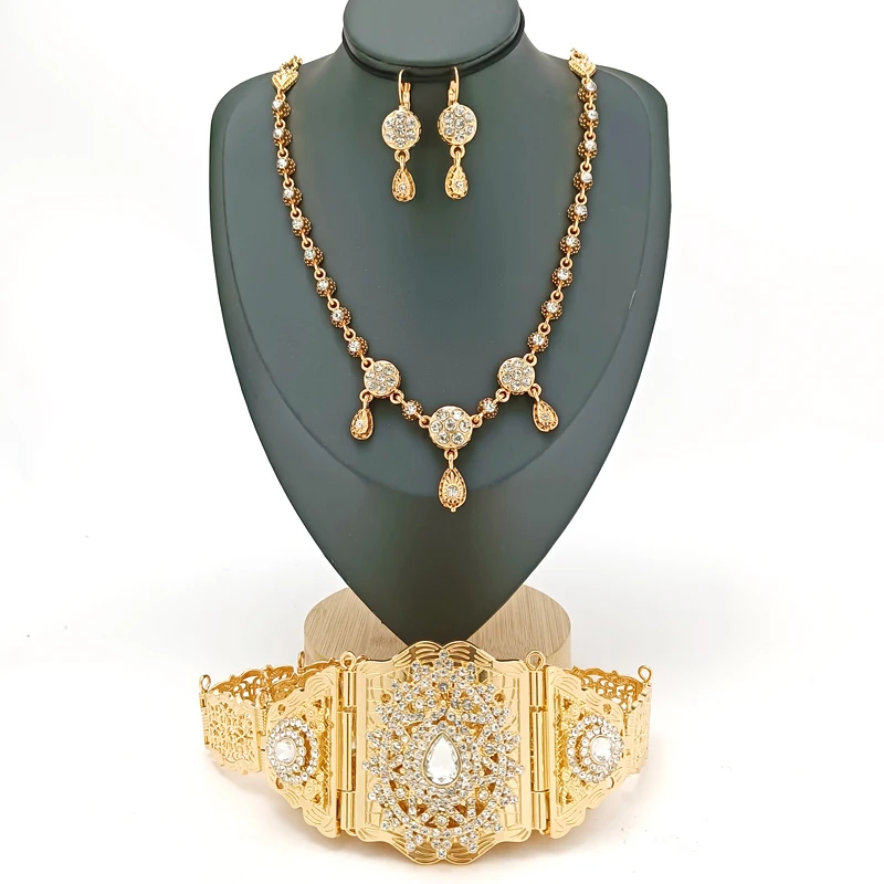 Arab Women's Jewelry Set Waist Chain Necklace Earrings French Women's Fashion Party Jewelry Moroccan Style Wedding Belt
Arab Women's Jewelry Set Waist Chain Necklace Earrings French Women's Fashion Party Jewelry Moroccan Style Wedding Belt