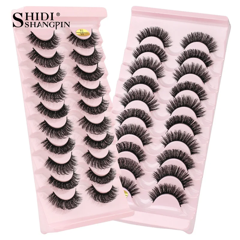 

Faux Cils 10Pairs Multipack Dramatic False Eyelashes Fluffy Dense Russian Curling Fake EyeLashes Extension DD curl Mink Lashes