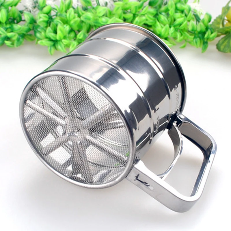 Stainless Steel Shaker Sieve Cup Mesh Crank Flour Sifter with Measuring Scale for Flour Icing Sugar Pastry Baking Tool
Stainless Steel Shaker Sieve Cup Mesh Crank Flour Sifter with Measuring Scale for Flour Icing Sugar Pastry Baking Tool