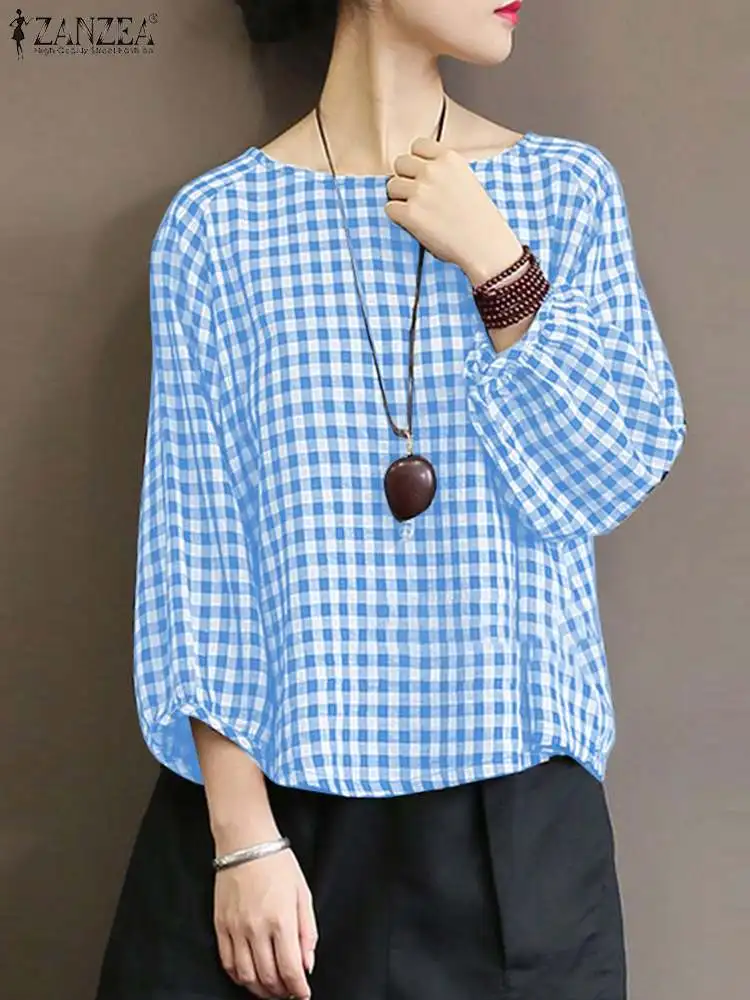 ZANZEA Bohemian Grid Blouse Women Vintage 3/4 Sleeve O Neck Shirt Retro Checked Print Blusas Summer Causal Tunic Tops Mujer
ZANZEA Bohemian Grid Blouse Women Vintage 3/4 Sleeve O Neck Shirt Retro Checked Print Blusas Summer Causal Tunic Tops Mujer