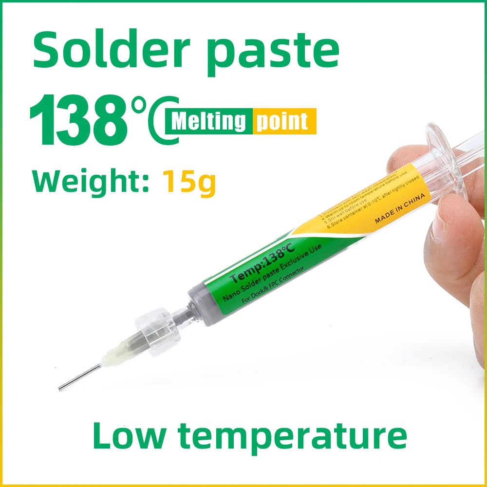 New Type Low Temperature Lead-free Syringe smd Solder Paste Flux For Soldering Led 138℃ 183 ℃ SMD Repair Welding paste tool 15g
New Type Low Temperature Lead-free Syringe smd Solder Paste Flux For Soldering Led 138℃ 183 ℃ SMD Repair Welding paste tool 15g