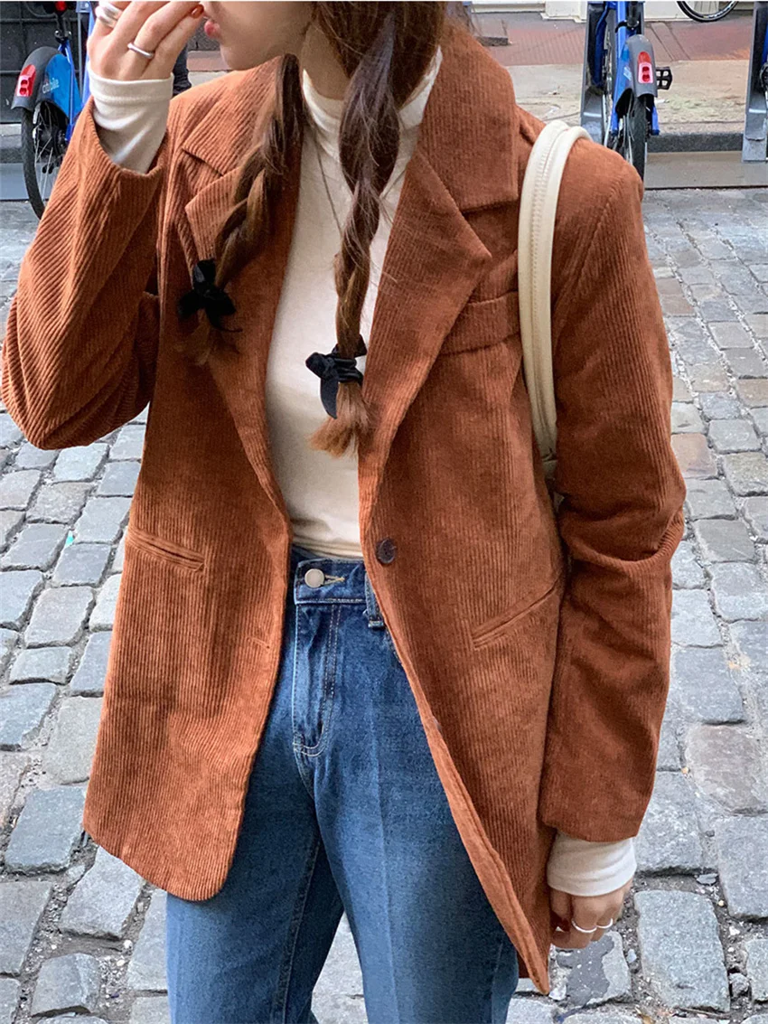 HziriP All Match Jackets Women Chic With Belt Cotton Padded Solid Corduroy Winter Warm Elegant Office Lady Vintage Blazers
HziriP All Match Jackets Women Chic With Belt Cotton Padded Solid Corduroy Winter Warm Elegant Office Lady Vintage Blazers