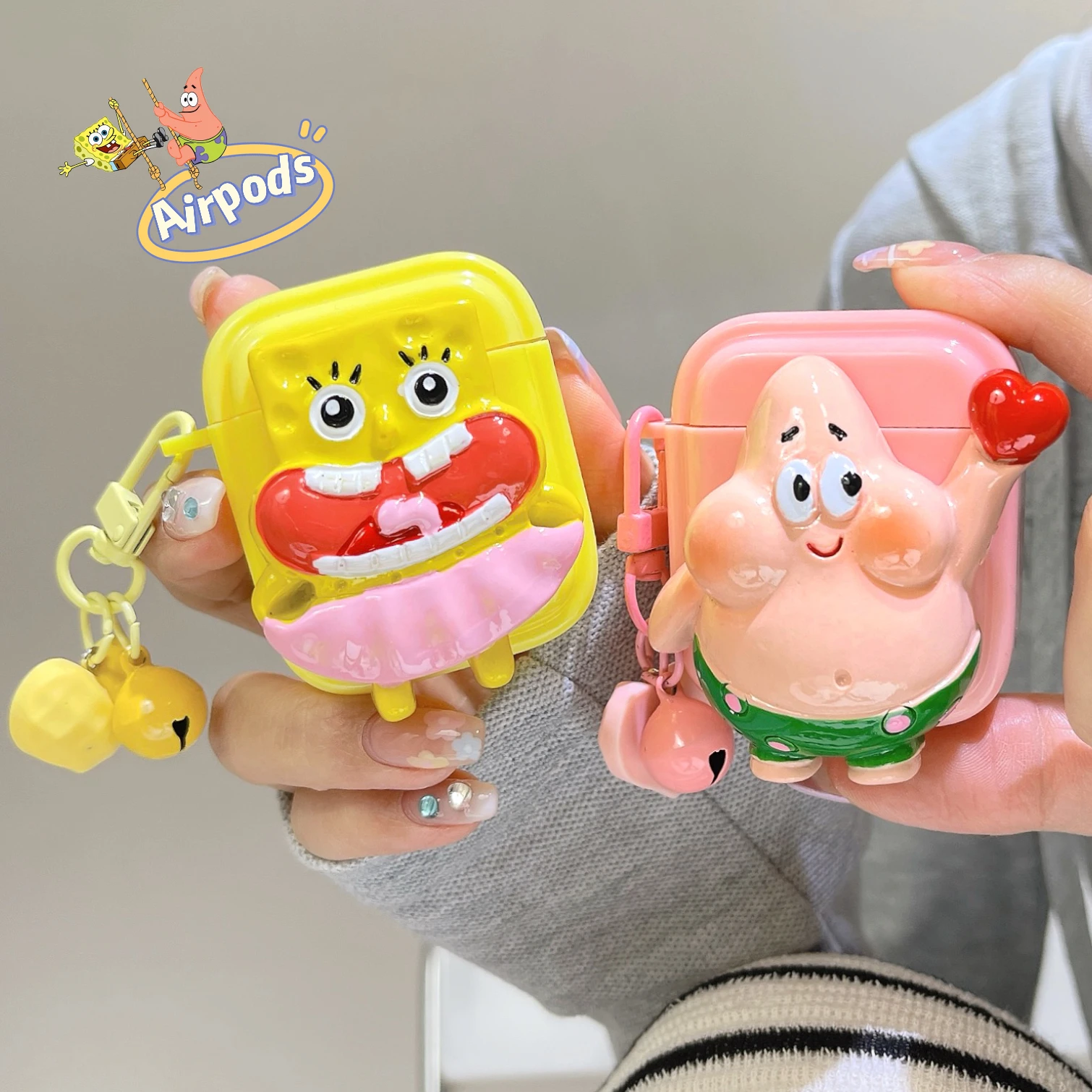 3D Three-Dimensional SpongeBobs Patricks Stars Keychain Earphones Case for Apple AirPods Air Pods 1 Pro 2 3 Protective Cover Box
3D Three-Dimensional SpongeBobs Patricks Stars Keychain Earphones Case for Apple AirPods Air Pods 1 Pro 2 3 Protective Cover Box