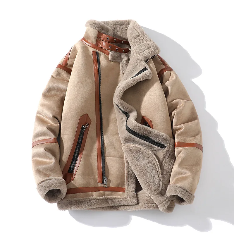 Classic Fight Jacket Faux Fur Shearling Coat Men Pilot Leather Jacket Aviator Thick Fur Outwear Winter Warm Motor Clothing Khaki
Classic Fight Jacket Faux Fur Shearling Coat Men Pilot Leather Jacket Aviator Thick Fur Outwear Winter Warm Motor Clothing Khaki