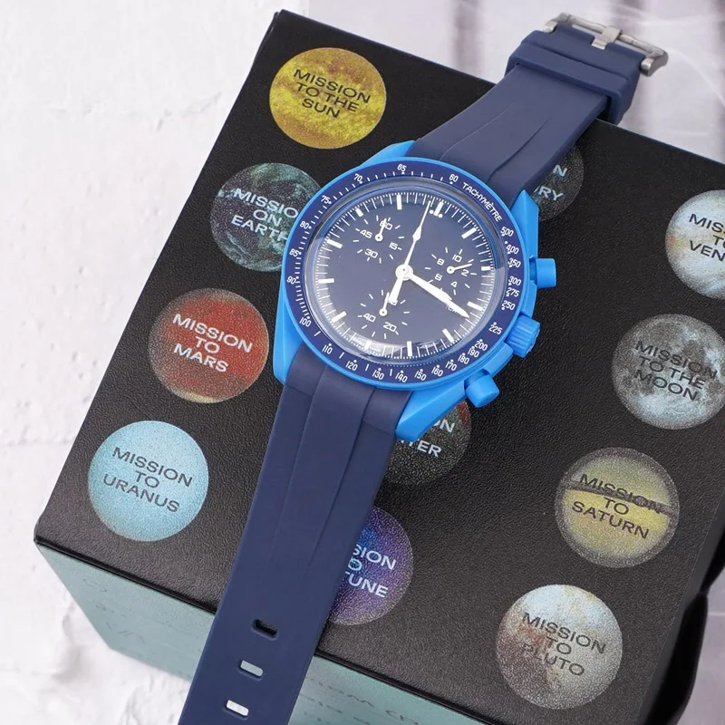 

Ремешок силиконовый для мужских и женских часов Omega Moonswatch, водонепроницаемый спортивный браслет из ТПУ с изогнутым концом для дайвинга, аксессуары для часов, 20 мм