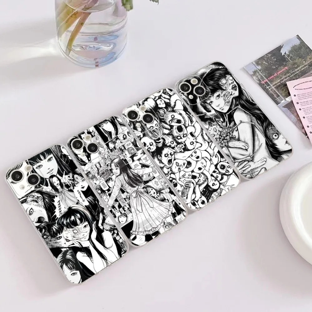 

Junji Ito Terror Horror Anime Phone Case For iPhone 14 13 12 Mini 11 Pro XS Max X XR SE 6 7 8 Plus Soft Silicone Cover