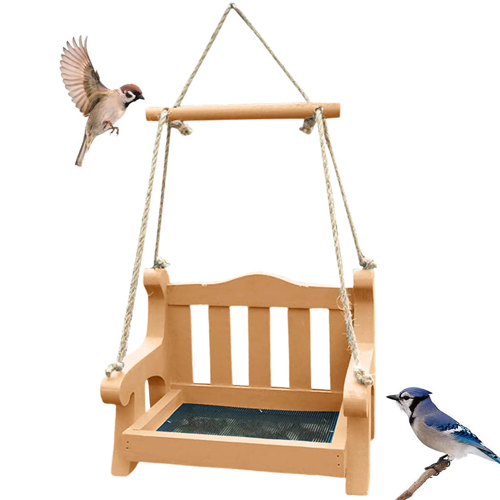 Mini Garden Bench Bird Perching Feeder Tree Branch Balcony Hanging Wood Chair Swing Bird Feeder Bean Corn Seeds Sieve Holder
Mini Garden Bench Bird Perching Feeder Tree Branch Balcony Hanging Wood Chair Swing Bird Feeder Bean Corn Seeds Sieve Holder