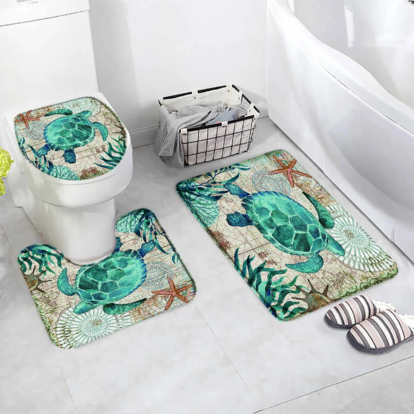 Turtle Retro 3 pcs Set Bath Mat Anti Slip Bathroom Rugs Bathroom Accessories Sets Machine Washable Toilet Lid Cover Carpet
Turtle Retro 3 pcs Set Bath Mat Anti Slip Bathroom Rugs Bathroom Accessories Sets Machine Washable Toilet Lid Cover Carpet