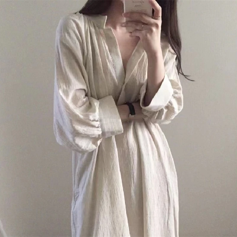 New Cotton Linen Summer Shirt Dress Evening Vintage Dress Party Oversize Long Beach Women Dresses Loose Robe Vestido Pure Color
New Cotton Linen Summer Shirt Dress Evening Vintage Dress Party Oversize Long Beach Women Dresses Loose Robe Vestido Pure Color