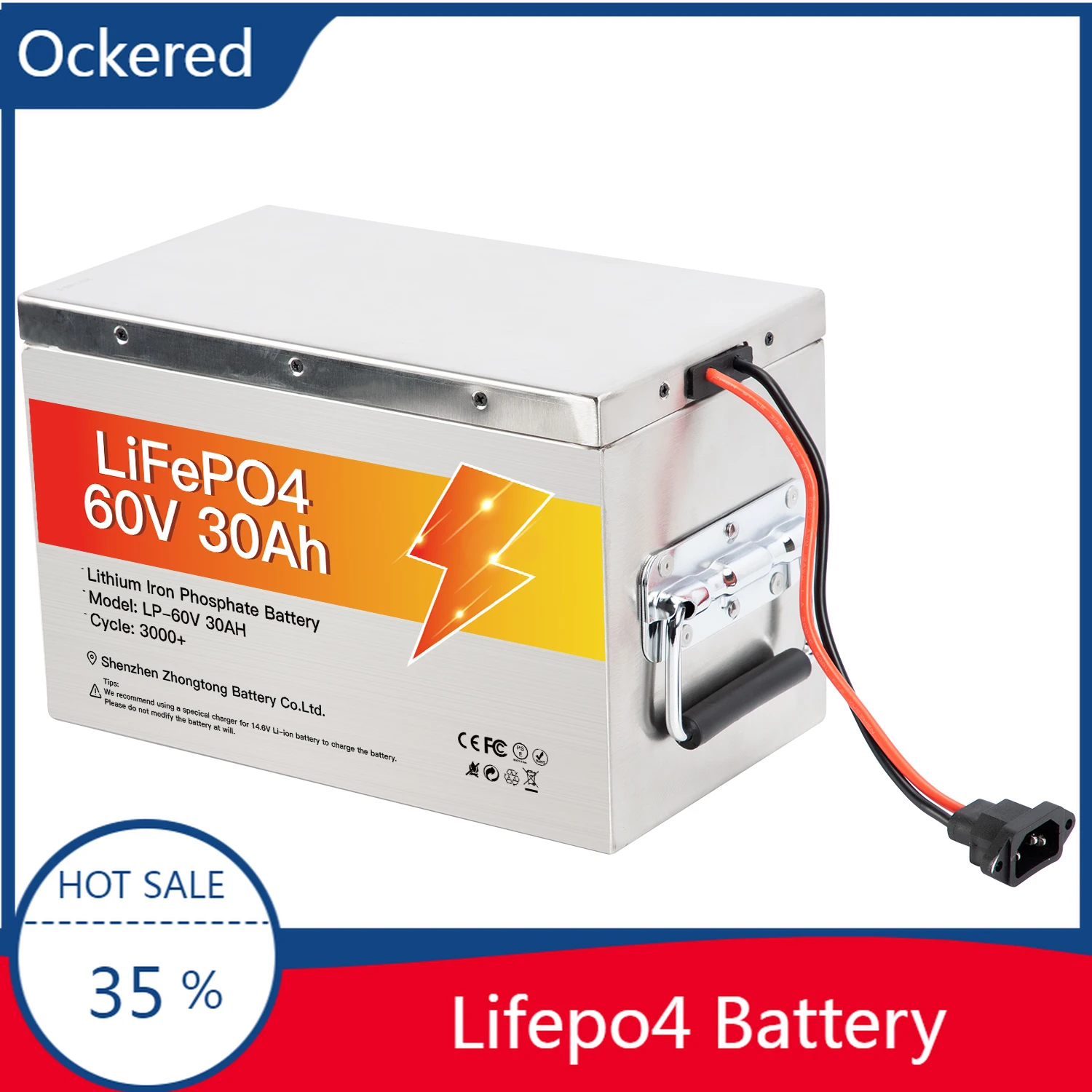 Ockered High Capacity Lifepo4 60V 30AH Lithium Iron Phosphate Battery with BMS 25s for Ebike Scooter Electric Viehicle Car
Ockered High Capacity Lifepo4 60V 30AH Lithium Iron Phosphate Battery with BMS 25s for Ebike Scooter Electric Viehicle Car