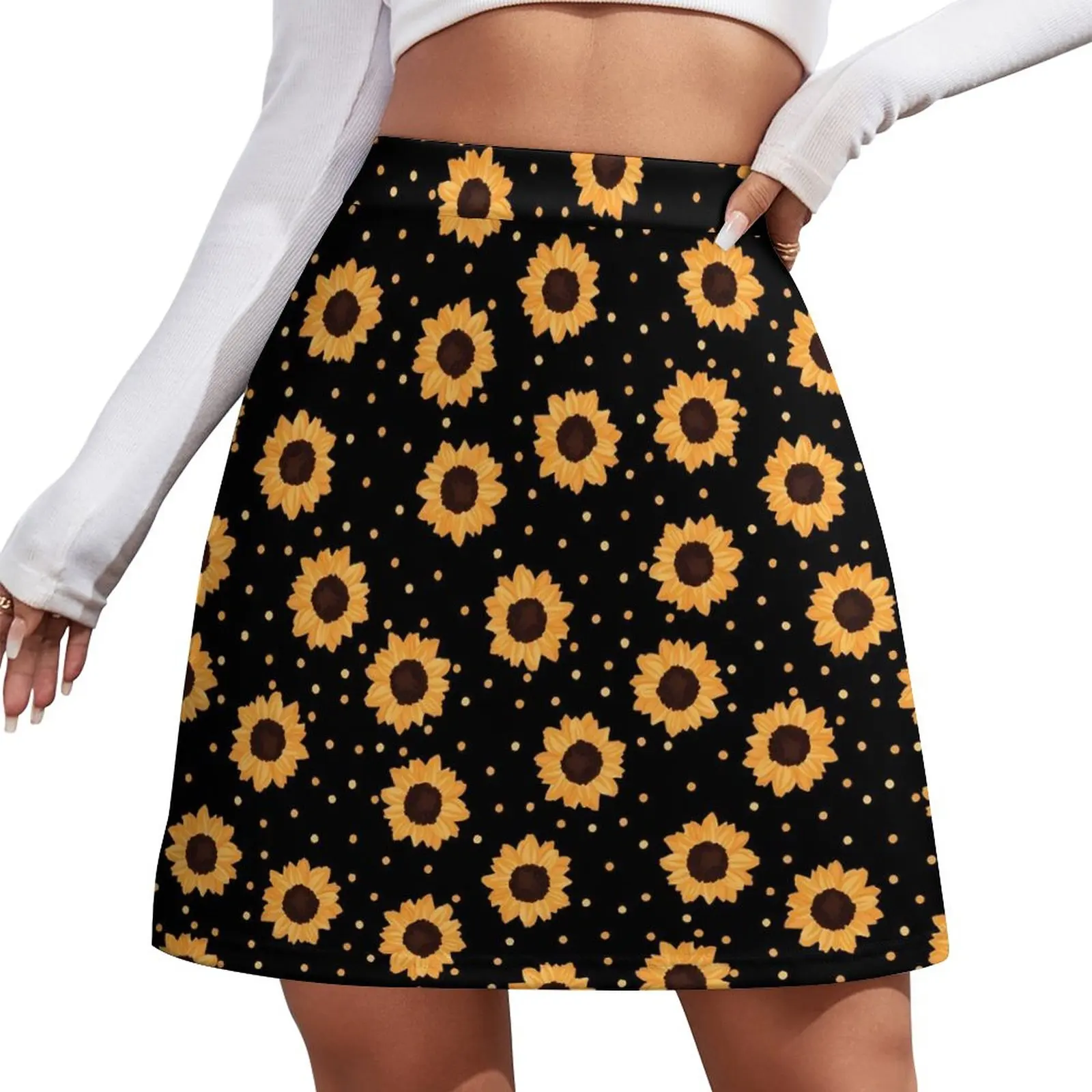 

Sunflower Skirt Polka Dots Streetwear Casual Skirts Womens Elegant Mini Skirt Pattern Skort Clothes Birthday Gift