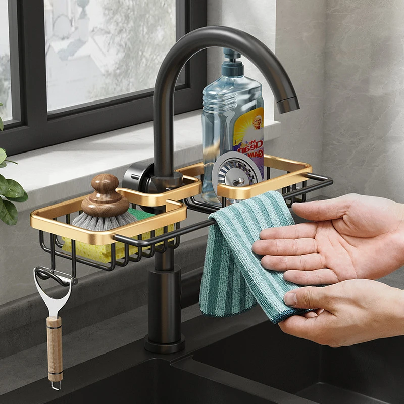 Kitchen Sink Shelf Faucet Aluminum Storage Rack Multifunction Adjustable Soap Sponge Drainer Rack Organizer Bathroom Accessories
Kitchen Sink Shelf Faucet Aluminum Storage Rack Multifunction Adjustable Soap Sponge Drainer Rack Organizer Bathroom Accessories