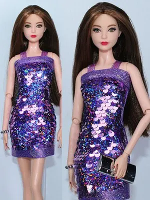 1/6 Doll Outfits For Barbie Dress Purple Sequin Dresses For Barbie Doll Clothes 11.5" Dollhouse Accessories Clothing Kids Toys
1/6 Doll Outfits For Barbie Dress Purple Sequin Dresses For Barbie Doll Clothes 11.5" Dollhouse Accessories Clothing Kids Toys