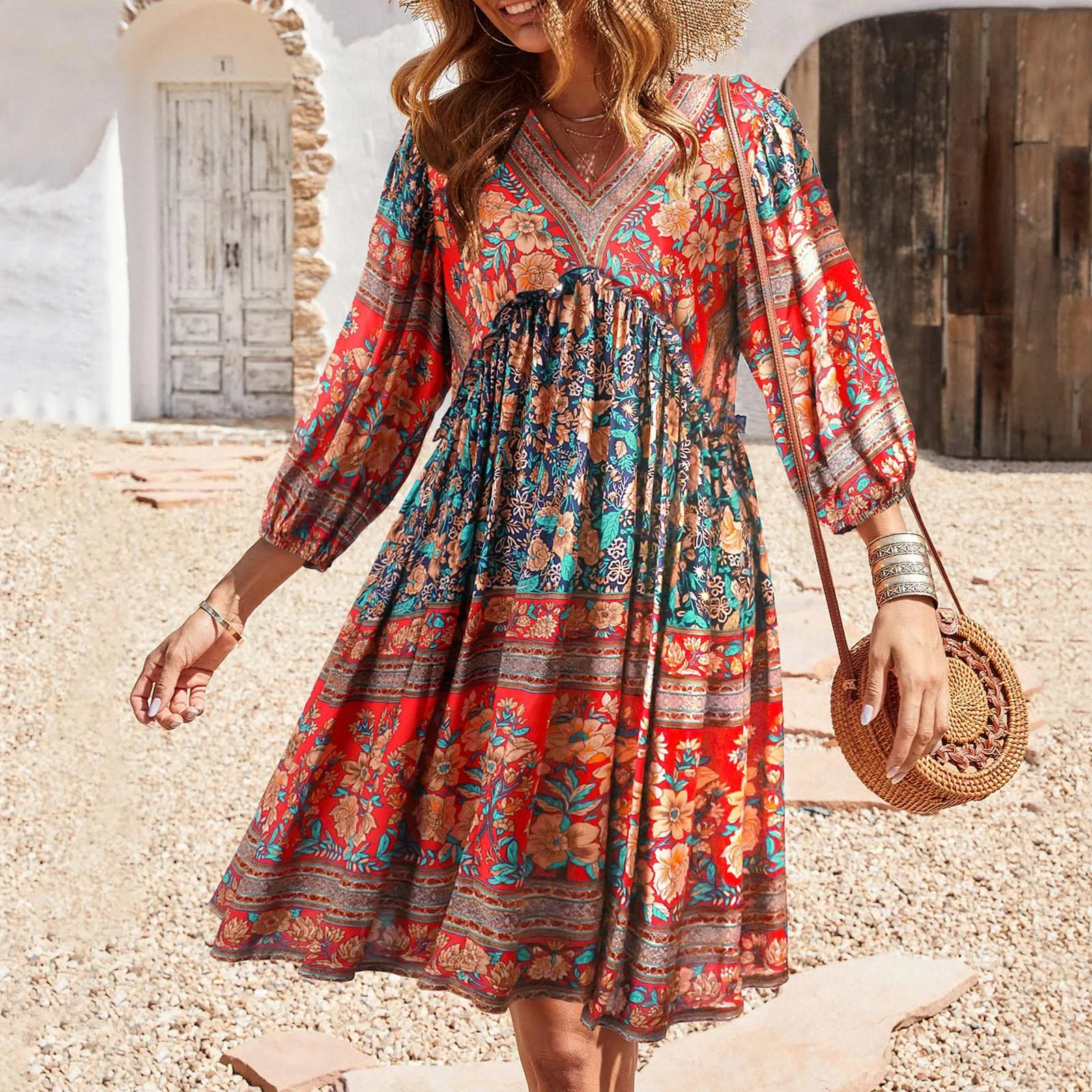 Ruffle Floral Flowy Boho Mini Dress Women 2022 New Casual Spring Summer Dresses Vintage V Neck Long Sleeve Short Beach Dress
Ruffle Floral Flowy Boho Mini Dress Women 2022 New Casual Spring Summer Dresses Vintage V Neck Long Sleeve Short Beach Dress