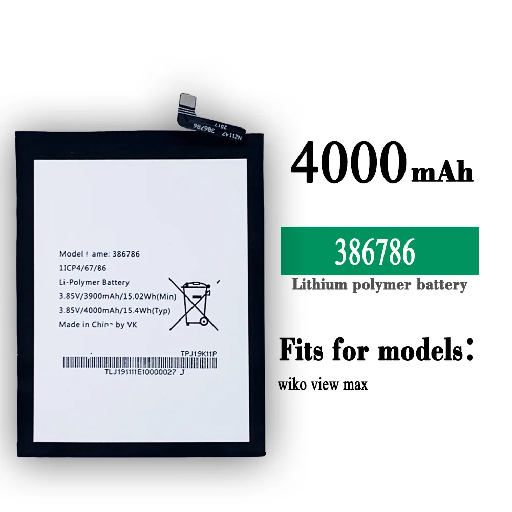3900mAh/4000mAh 386786 Аккумулятор для Sugar C12 BQ-6016L Wiko View3 Pro W-P611 мобильный телефон
3900mAh/4000mAh 386786 Аккумулятор для Sugar C12 BQ-6016L Wiko View3 Pro W-P611 мобильный телефон