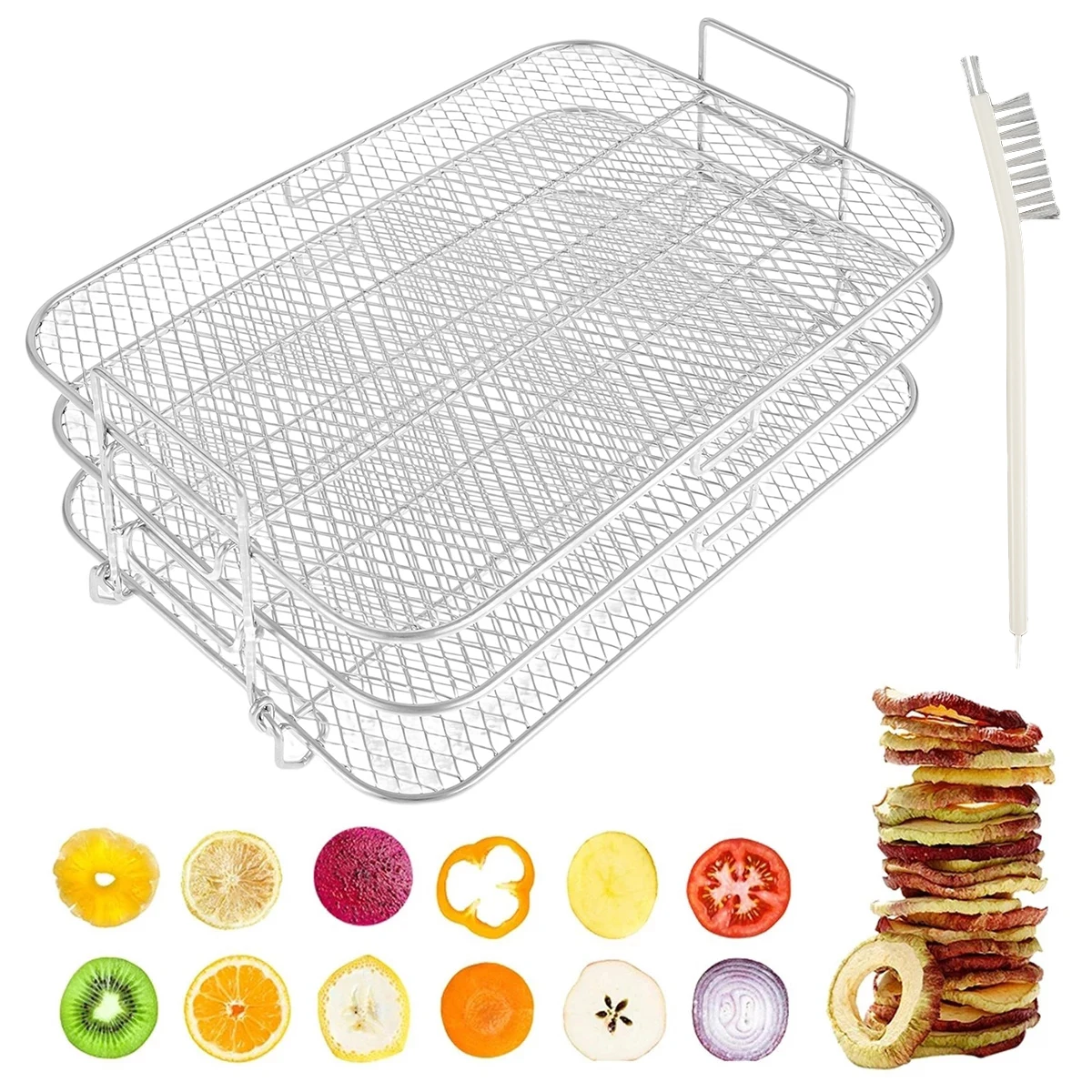 NEW 3 Pack Stackable Air Fryer Racks Rectangle Air Fryer Mesh Tray Multi-Layer Toast Rack Stainless Steel Dehydration Rack
NEW 3 Pack Stackable Air Fryer Racks Rectangle Air Fryer Mesh Tray Multi-Layer Toast Rack Stainless Steel Dehydration Rack