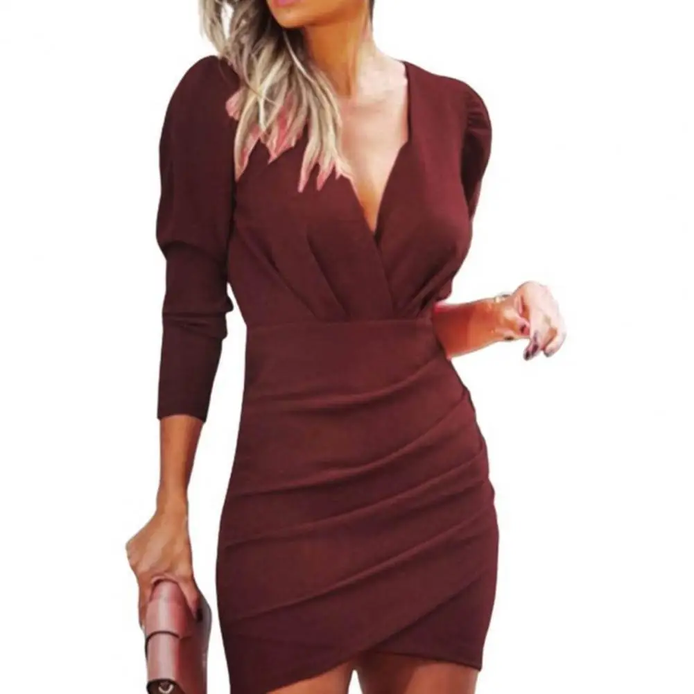 2021 Slim Women Dress Long Sleeve V-Neck Polyester Elegant Pleated Solid Bodycon Dress Spring Dress for Party
2021 Slim Women Dress Long Sleeve V-Neck Polyester Elegant Pleated Solid Bodycon Dress Spring Dress for Party