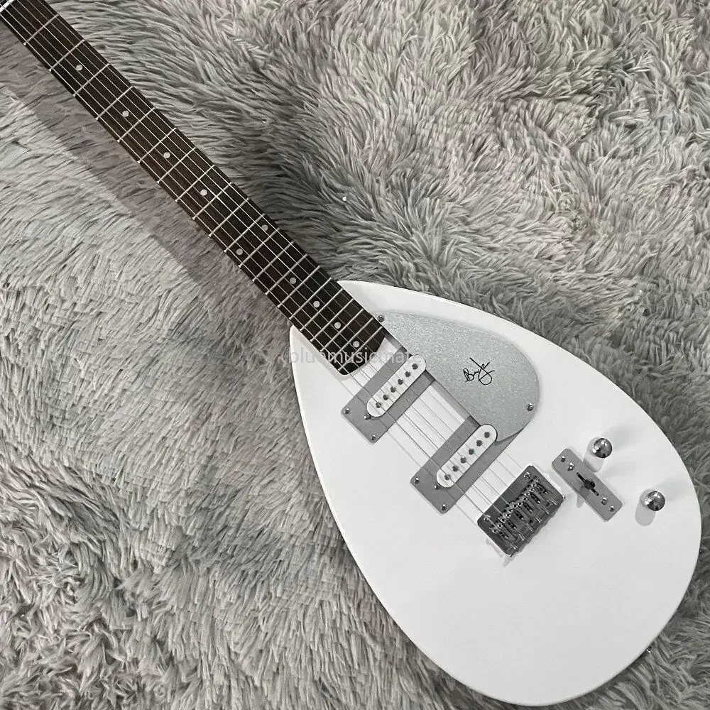Custom Phantom Hutchins Brian Jones Vox Tear drop Signature White Electric Guitar Single Coil Pickups Silver Pickguard
Custom Phantom Hutchins Brian Jones Vox Tear drop Signature White Electric Guitar Single Coil Pickups Silver Pickguard