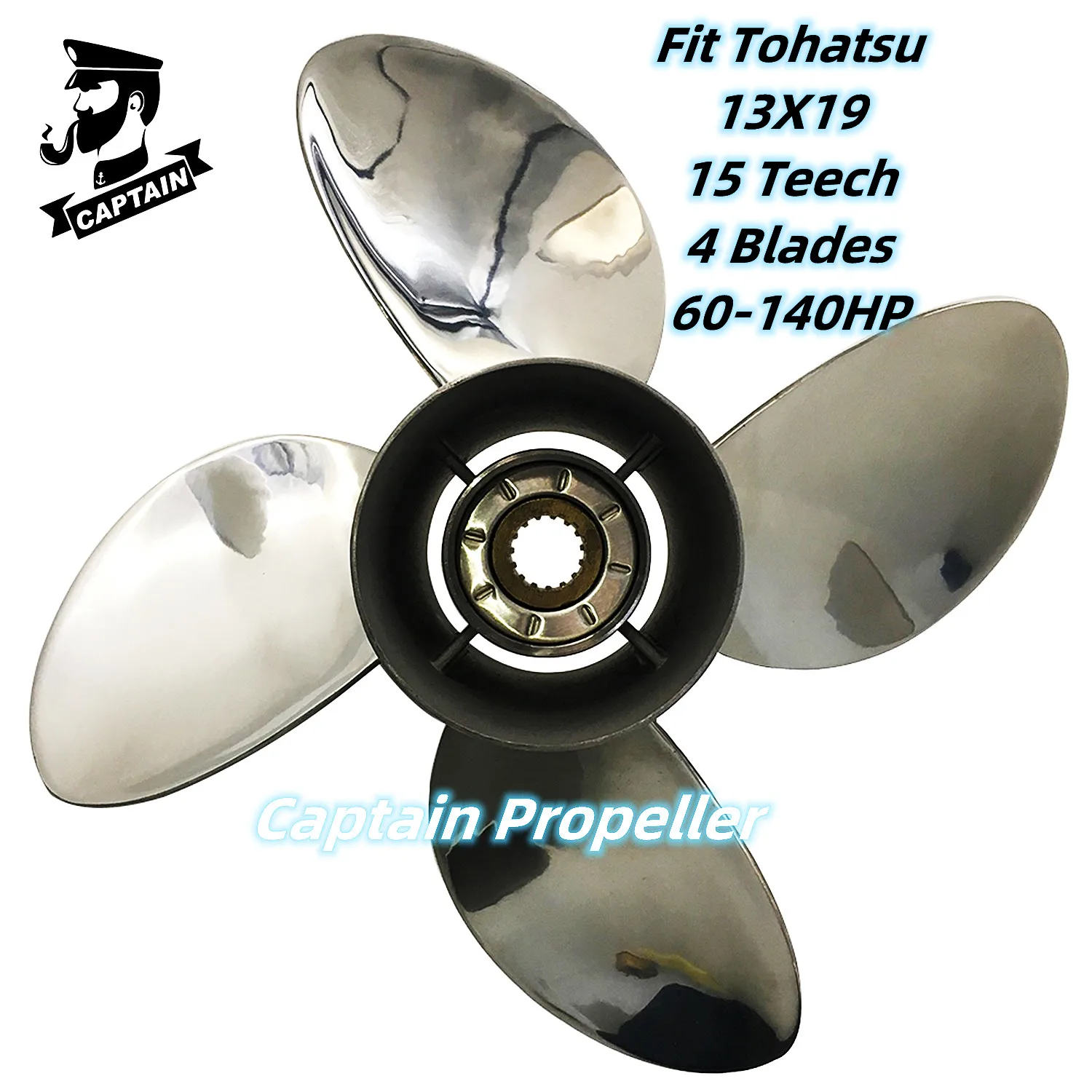 Captain Boat Propeller 13X19 Fit Tohatsu Outboard Engines 60 75 90 115 120 HP Stainless Steel Screw 4 Blade 15 Tooth Spline RH
Captain Boat Propeller 13X19 Fit Tohatsu Outboard Engines 60 75 90 115 120 HP Stainless Steel Screw 4 Blade 15 Tooth Spline RH